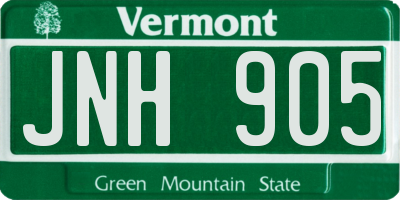 VT license plate JNH905
