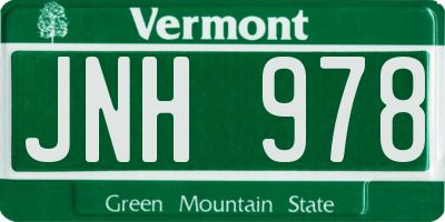 VT license plate JNH978