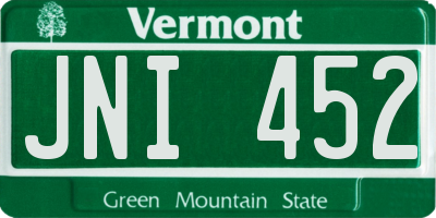 VT license plate JNI452