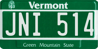 VT license plate JNI514