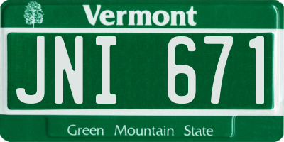 VT license plate JNI671