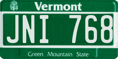 VT license plate JNI768