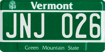 VT license plate JNJ026