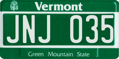 VT license plate JNJ035
