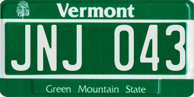 VT license plate JNJ043