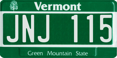 VT license plate JNJ115