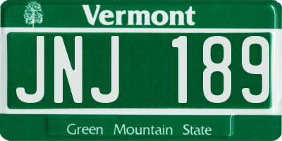 VT license plate JNJ189
