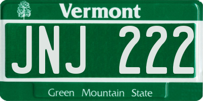 VT license plate JNJ222