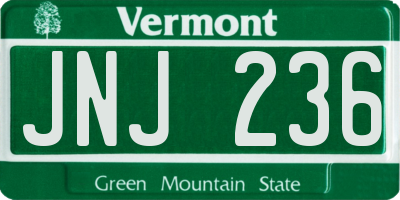 VT license plate JNJ236