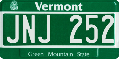 VT license plate JNJ252