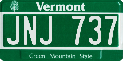 VT license plate JNJ737