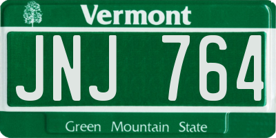 VT license plate JNJ764