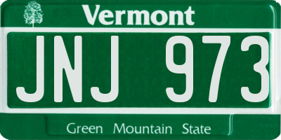 VT license plate JNJ973