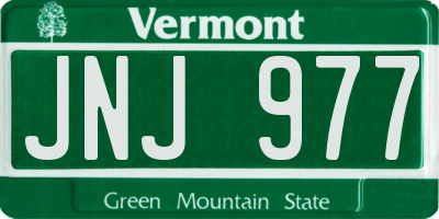 VT license plate JNJ977
