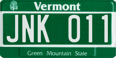 VT license plate JNK011