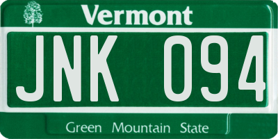 VT license plate JNK094