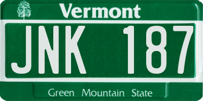 VT license plate JNK187