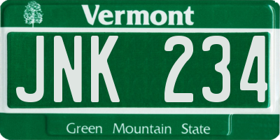 VT license plate JNK234