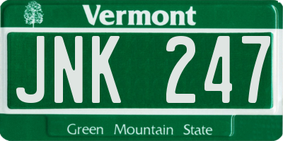 VT license plate JNK247