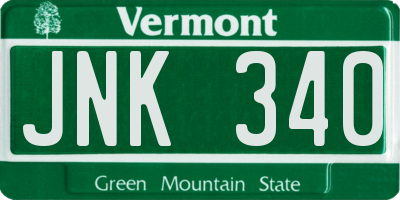 VT license plate JNK340