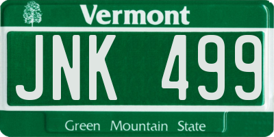 VT license plate JNK499