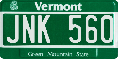 VT license plate JNK560