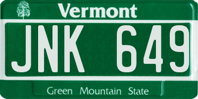 VT license plate JNK649