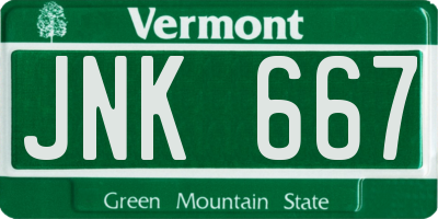 VT license plate JNK667