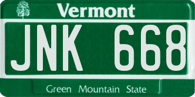 VT license plate JNK668