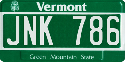 VT license plate JNK786