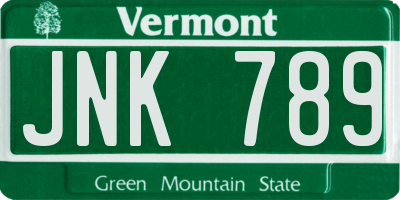 VT license plate JNK789