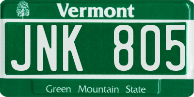 VT license plate JNK805