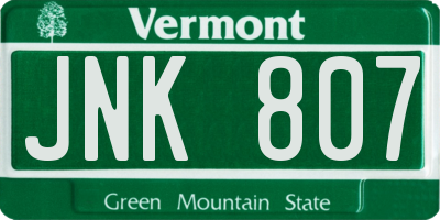 VT license plate JNK807