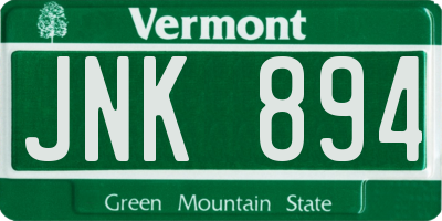 VT license plate JNK894