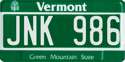 VT license plate JNK986