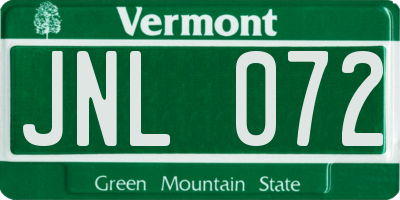 VT license plate JNL072
