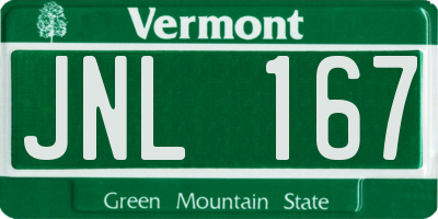 VT license plate JNL167