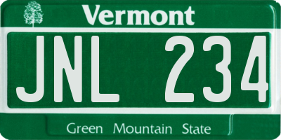 VT license plate JNL234