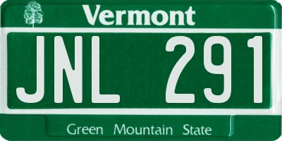 VT license plate JNL291