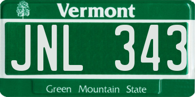 VT license plate JNL343