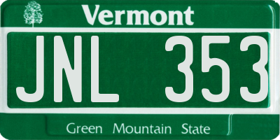 VT license plate JNL353