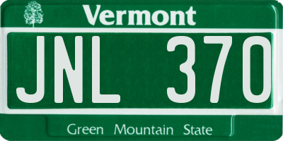 VT license plate JNL370