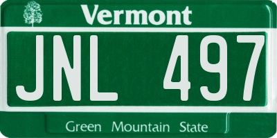 VT license plate JNL497