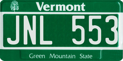VT license plate JNL553