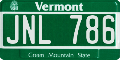 VT license plate JNL786