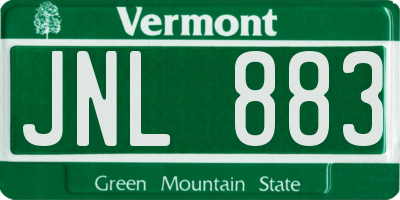 VT license plate JNL883
