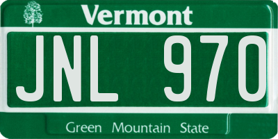 VT license plate JNL970