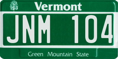 VT license plate JNM104