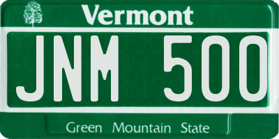 VT license plate JNM500