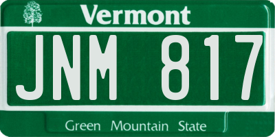 VT license plate JNM817